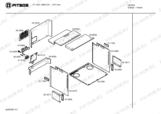 Схема №2 P1HEC48052 с изображением Панель управления для плиты (духовки) Bosch 00431997