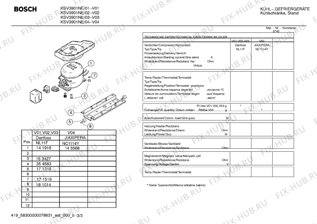 Взрыв-схема холодильника Bosch KSV3901NE - Схема узла 03