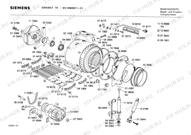 Взрыв-схема стиральной машины Siemens WV94800011 SIWAMAT TR - Схема узла 03