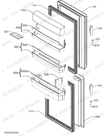 Взрыв-схема холодильника Electrolux SB31513 - Схема узла Door 003