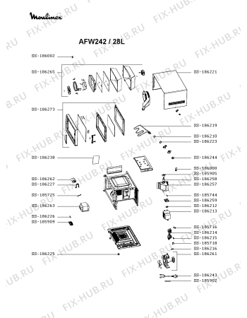 Схема №1 AFW2C1 с изображением Решетка для микроволновой печи Moulinex SS-186256