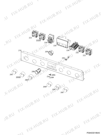 Взрыв-схема плиты (духовки) Electrolux EKC55565OW - Схема узла Command panel 037