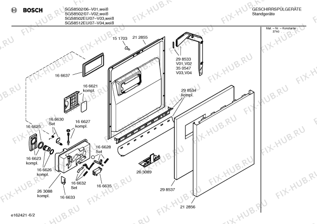 Взрыв-схема посудомоечной машины Bosch SGS8512EU Exklusiv - Схема узла 02