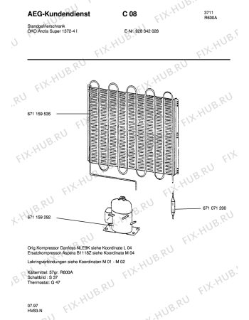 Взрыв-схема холодильника Aeg ARC1372-4 I - Схема узла Freezer cooling system