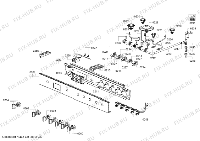 Взрыв-схема плиты (духовки) Bosch HSB737355Z - Схема узла 02