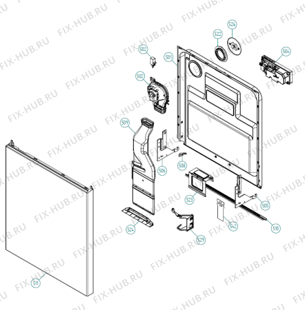 Взрыв-схема посудомоечной машины Gorenje D5132 XXL US   -SS (900001418, DW70.5) - Схема узла 05