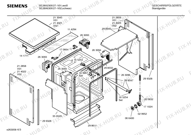 Взрыв-схема посудомоечной машины Siemens SE28A630II black edition - Схема узла 03