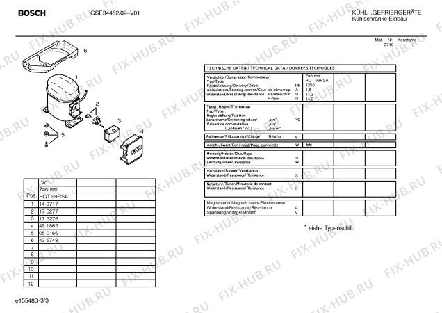 Взрыв-схема холодильника Bosch GSE34452 - Схема узла 03