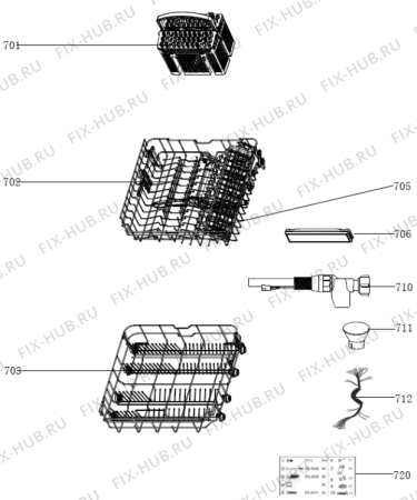 Взрыв-схема посудомоечной машины Mora IM650 (664714, WQP12-7711J) - Схема узла 07