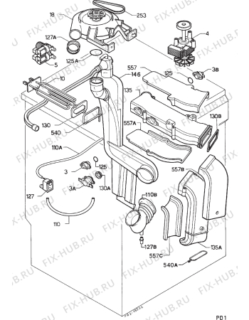 Взрыв-схема стиральной машины Zanussi WDT1275B - Схема узла Turbodry