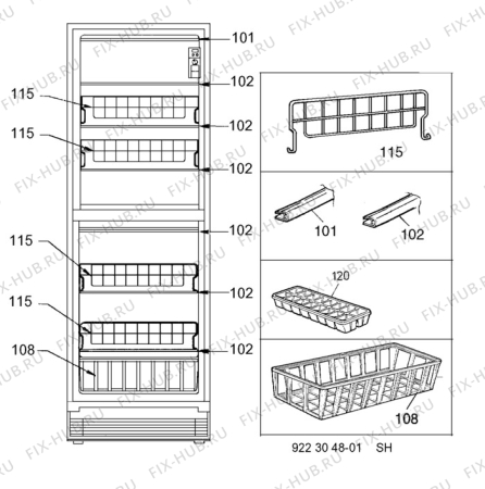 Взрыв-схема холодильника Electrolux TF1108G - Схема узла C10 Interior