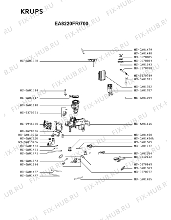 Взрыв-схема кофеварки (кофемашины) Krups EA8220FR/700 - Схема узла 5P003960.5P2