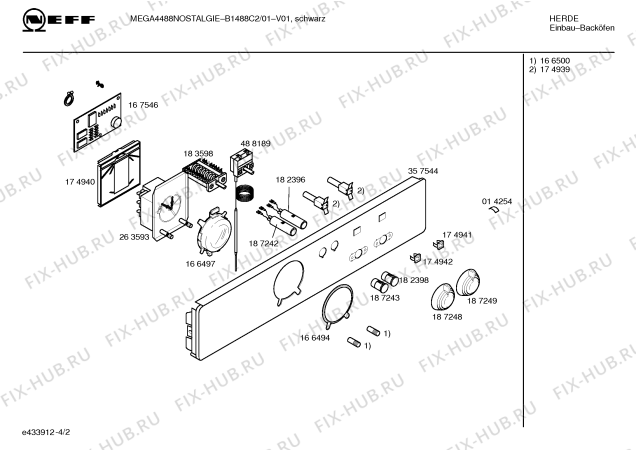 Взрыв-схема плиты (духовки) Neff B1488C2 MEGA4488 NOSTALGIE - Схема узла 02