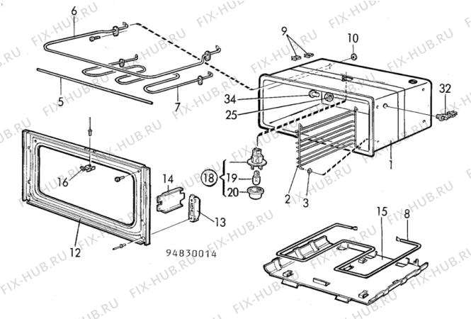 Взрыв-схема посудомоечной машины Unknown QSP703 - Схема узла H10 Main Oven Cavity (large)