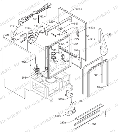 Взрыв-схема посудомоечной машины Zanussi DWS949W - Схема узла Housing 001