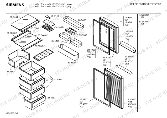 Взрыв-схема холодильника Siemens KG21E10TI - Схема узла 02