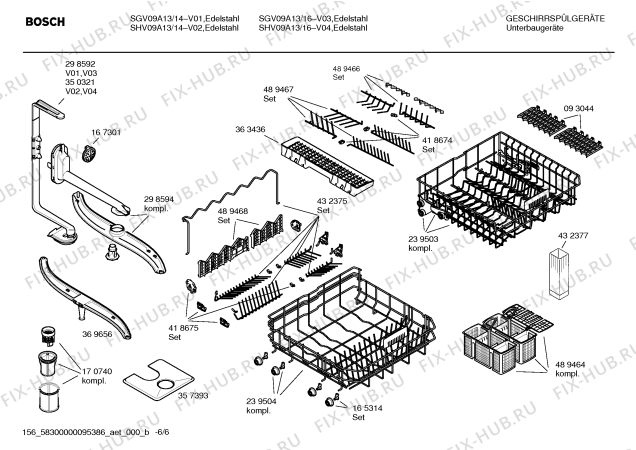 Взрыв-схема посудомоечной машины Bosch SGV09A13 Logixx - Схема узла 06