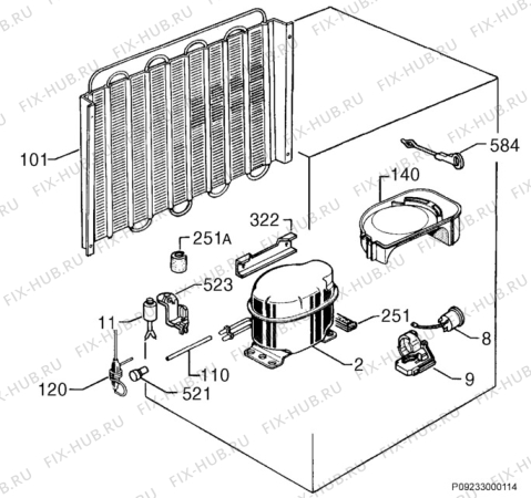 Взрыв-схема холодильника Elektra Bregenz KT156 - Схема узла Cooling system 017