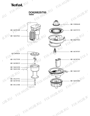 Взрыв-схема кухонного комбайна Tefal DO626825/700 - Схема узла JP004235.5P4