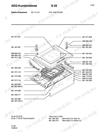 Взрыв-схема плиты (духовки) Aeg 5311E-M - Схема узла Section3