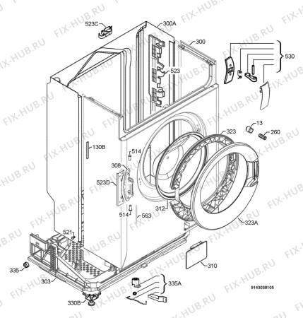 Взрыв-схема стиральной машины Rex Electrolux RWS12610W - Схема узла Housing 001