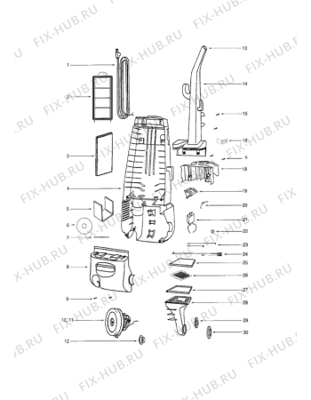 Взрыв-схема пылесоса Electrolux B4390 - Схема узла Chassis/Electrical