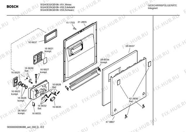 Схема №2 SGI43E06GB с изображением Вкладыш в панель для посудомоечной машины Bosch 00434950