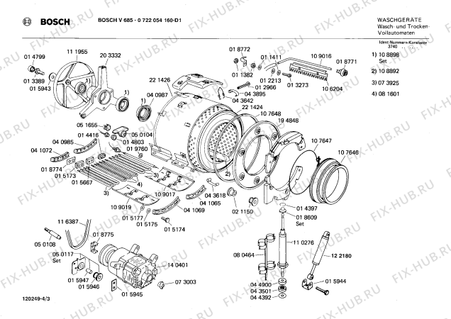 Взрыв-схема стиральной машины Bosch 0722054160 V685 - Схема узла 03