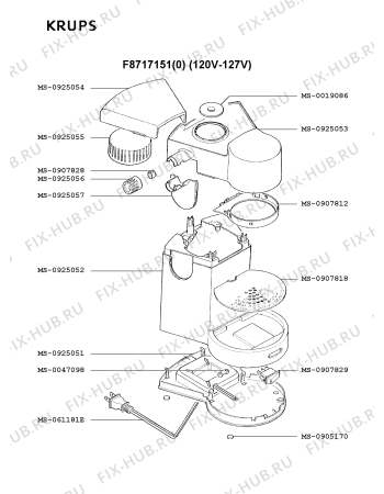 Взрыв-схема кофеварки (кофемашины) Krups F8717151(0) - Схема узла AP001847.8P3