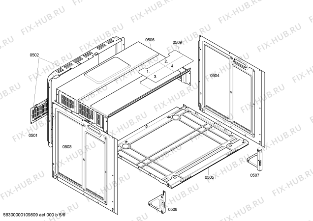 Взрыв-схема плиты (духовки) Bosch HEN20T023 - Схема узла 05