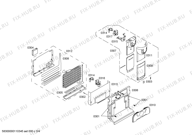 Взрыв-схема холодильника Bosch KGU34175 - Схема узла 03