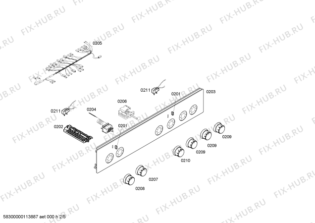 Взрыв-схема плиты (духовки) Bosch HSV52C020T - Схема узла 02