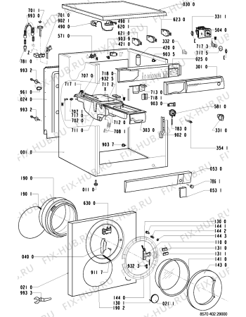 Схема №1 AWM 402 с изображением Обшивка для стиралки Whirlpool 481945328148