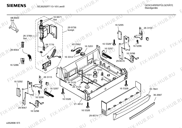 Взрыв-схема посудомоечной машины Siemens SE26293FF - Схема узла 05