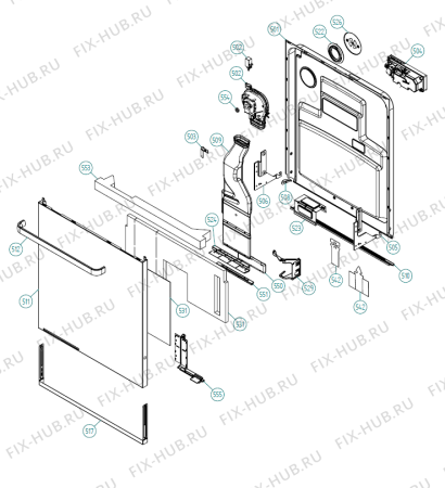 Взрыв-схема посудомоечной машины Asko D5893 XXL AU   -Titanium FI (337878, DW70.4) - Схема узла 05