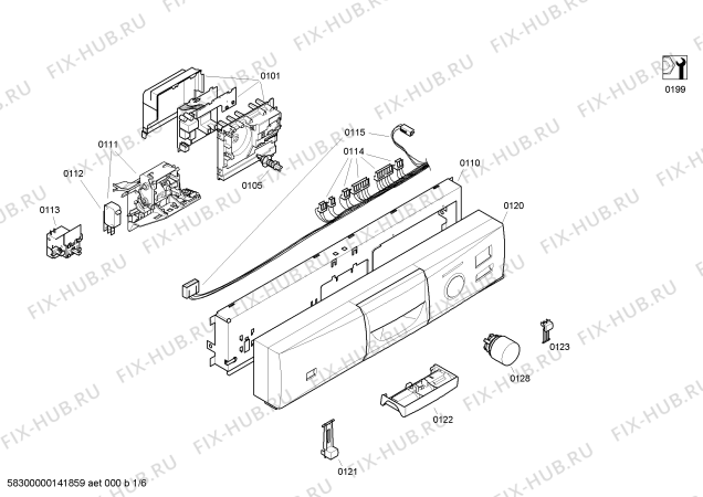 Схема №1 BM6283 с изображением Панель управления для посудомойки Bosch 00677535