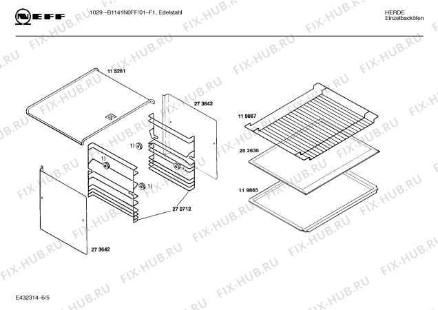 Схема №1 B1141N0FF 1029 с изображением Панель для плиты (духовки) Bosch 00284795