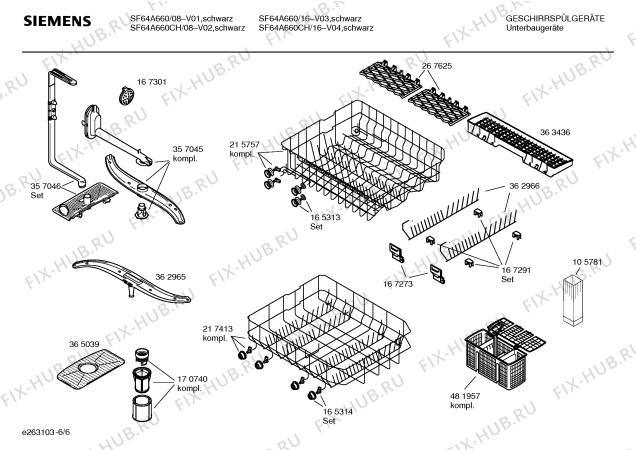Взрыв-схема посудомоечной машины Siemens SF64A660 - Схема узла 06