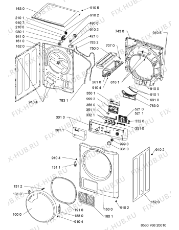 Схема №1 TRK 7680 с изображением Декоративная панель для стиралки Whirlpool 480112101597