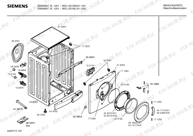 Схема №1 WXL1251NL SIWAMAT XL 1251 с изображением Таблица программ для стиралки Siemens 00586706