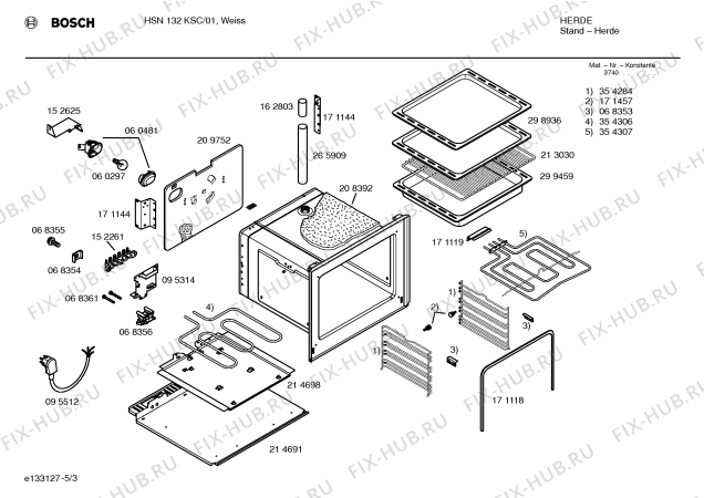 Взрыв-схема плиты (духовки) Bosch HSN132KSC - Схема узла 03