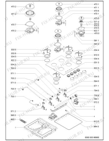 Схема №1 001 105 03 с изображением Трубка подачи газа для плиты (духовки) Whirlpool 481253049178