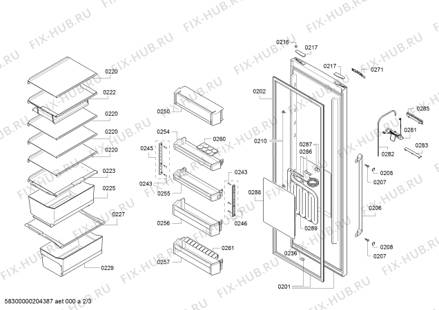 Схема №1 KSW36PI304 Bosch с изображением Дверь для холодильника Bosch 00716906