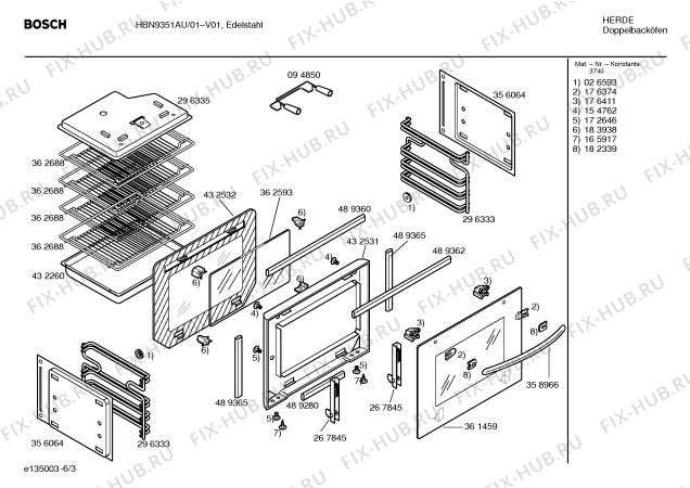 Схема №2 HBN9350AU с изображением Инструкция по эксплуатации для плиты (духовки) Bosch 00580255