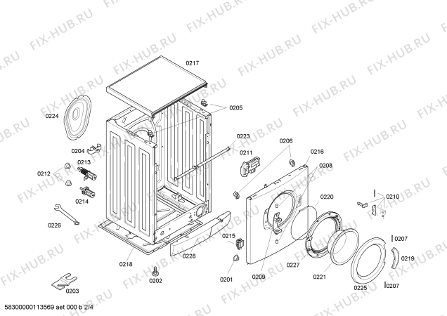 Взрыв-схема стиральной машины Bosch WFO2853NN - Схема узла 02
