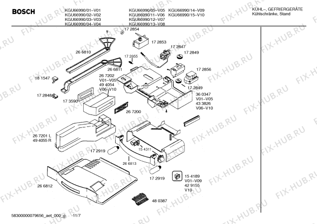 Схема №2 KGU66990 с изображением Планка ручки для холодильной камеры Bosch 00236322