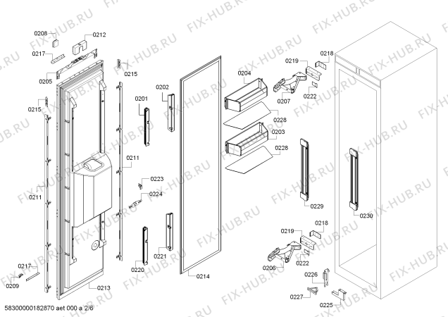 Схема №1 RF463301AU Gaggenau с изображением Дверь для холодильника Bosch 00713206