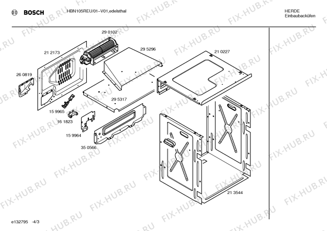 Взрыв-схема плиты (духовки) Bosch HBN105REU - Схема узла 03