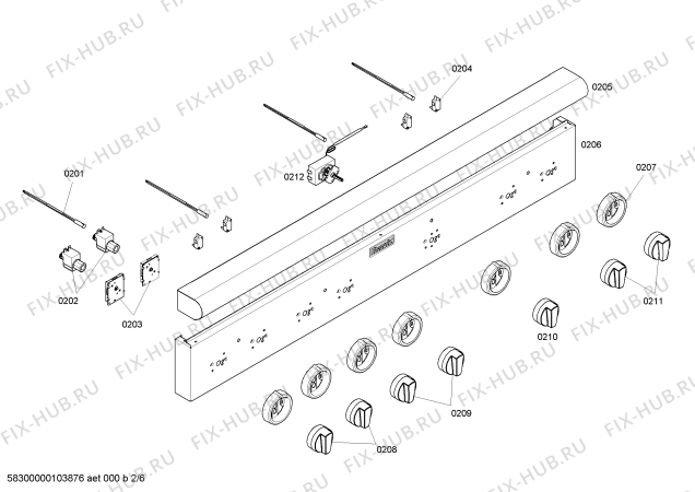 Схема №1 PC486GDBS с изображением Панель управления для плиты (духовки) Bosch 00442760