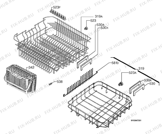 Взрыв-схема посудомоечной машины Rex Electrolux TT799 - Схема узла Basket 160